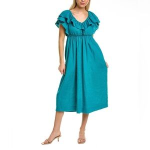 Trina Turk Linen Dress - Turquoise Size XXL